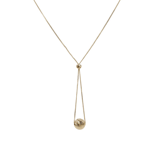 Diamond-Cut Ball Lariat Necklace | 18k Yellow Gold