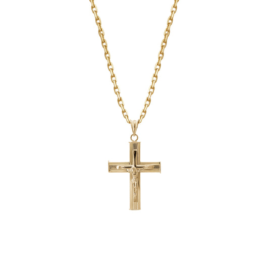 Engraved Crucifix Pendant | 18k Yellow Gold