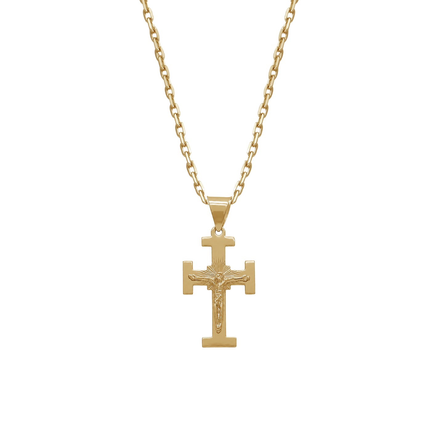 Budded Crucifix Pendant | 18k Yellow Gold