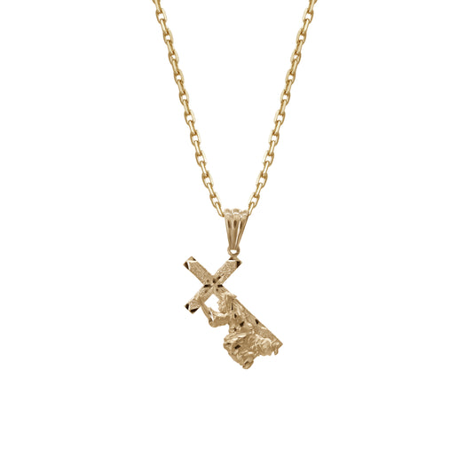 Christ Carrying the Cross Pendant | 18k Yellow Gold