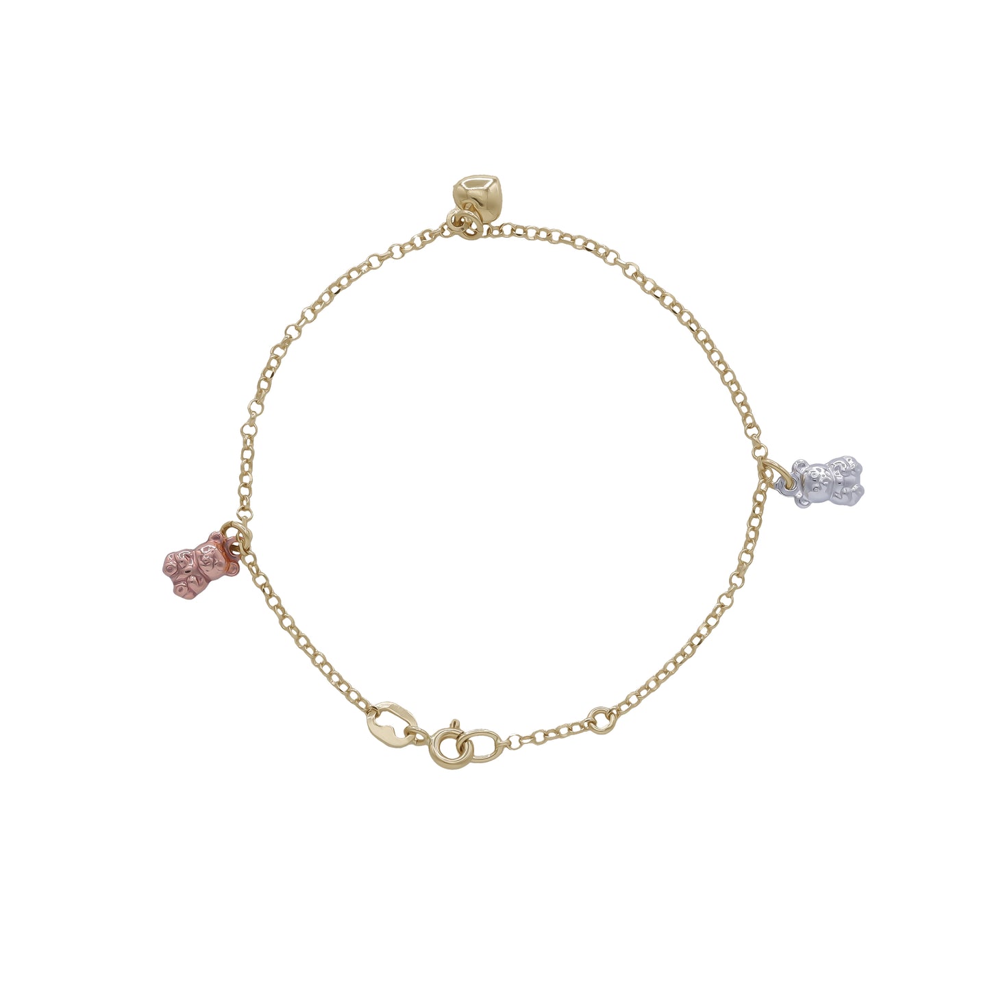 Teddy Bear Charm Chain Bracelet – 18k Yellow, White & Rose Gold | Jamal Al Muhra