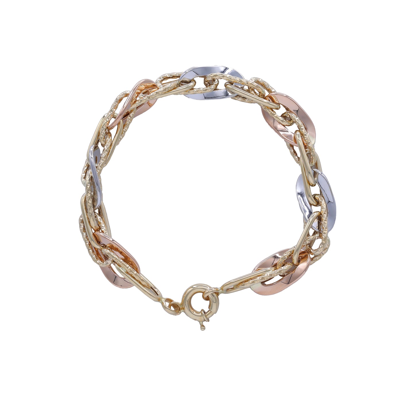 Tri-Color Rope & Oval Link Bracelet 18k Gold | Jamal Al Muhra