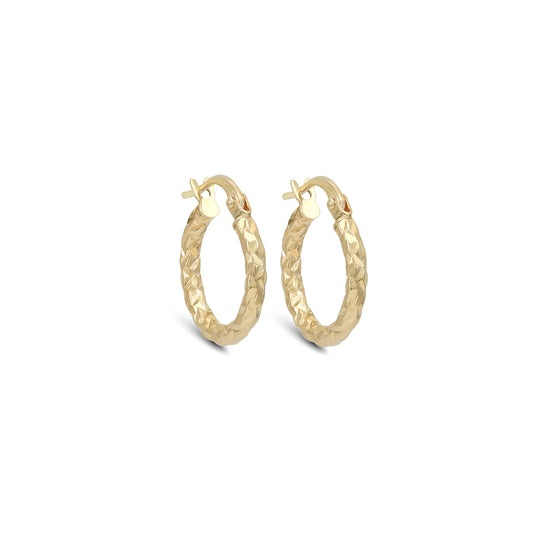 Chunky Diamond Cut Tube Earrings - 18k Yellow Gold from Jamal Al Muhra
