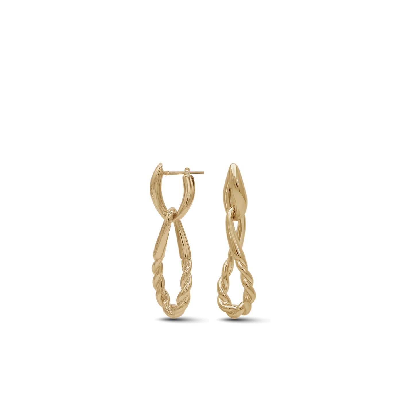 18k Gold Twisted Drop Earrings | Elegant Braided Design | Jamal Al Muhra