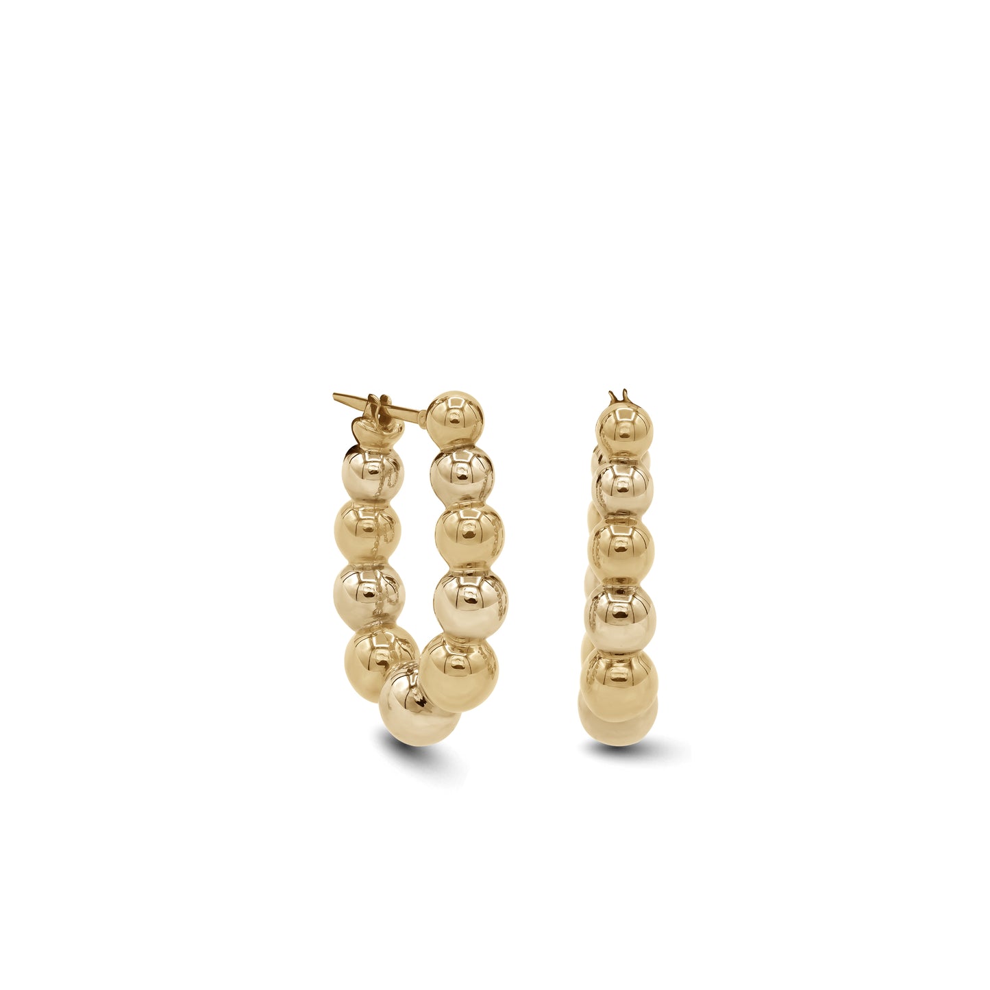 18k Gold Beaded Hoops Earrings | Classic Round Bead Design | Jamal Al Muhra
