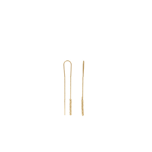 18k Gold Long Slim Earrings | Minimalist Chain-Drop Design | Jamal Al Muhra