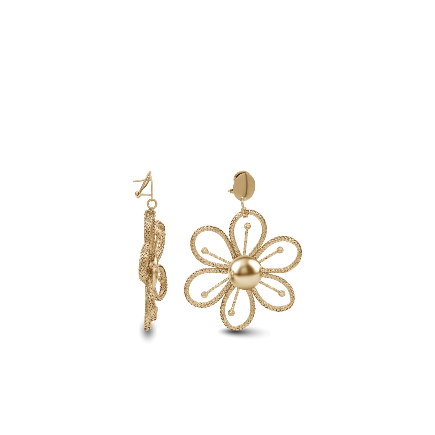 18k Yellow Gold Large Floral Statement Earrings | Bold Luxury Flower Design | Jamal Al Muhra