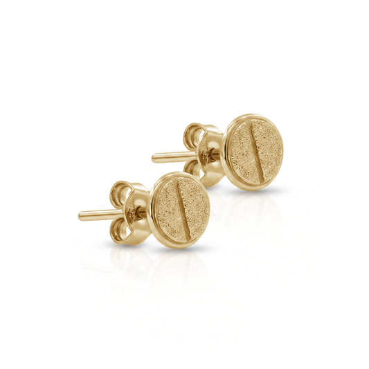 Screw Diamond Cut Stud Earrings | 18k Yellow Gold