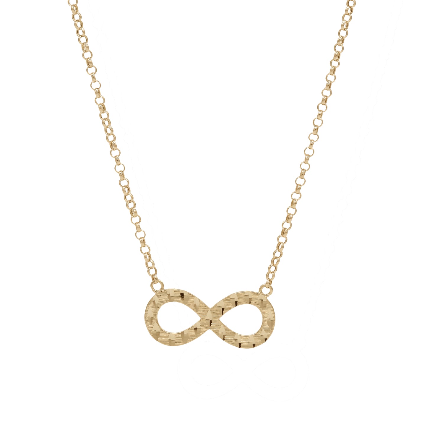 18k Gold Infinity Pendant Necklace | Textured Finish | Jamal Al Muhra