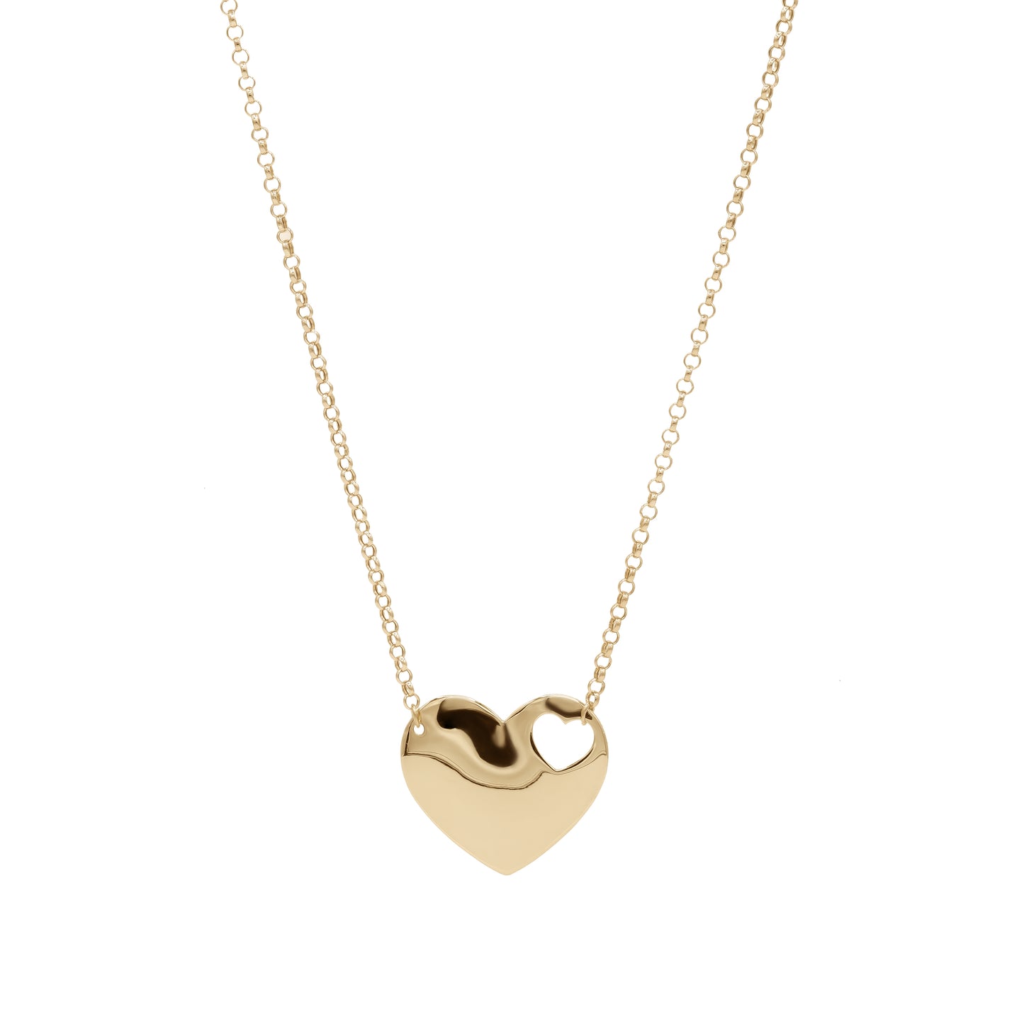 18K Gold Heart Wave Pendant Necklace | 18-Inch Minimal Modern Design | Jamal Al Muhra