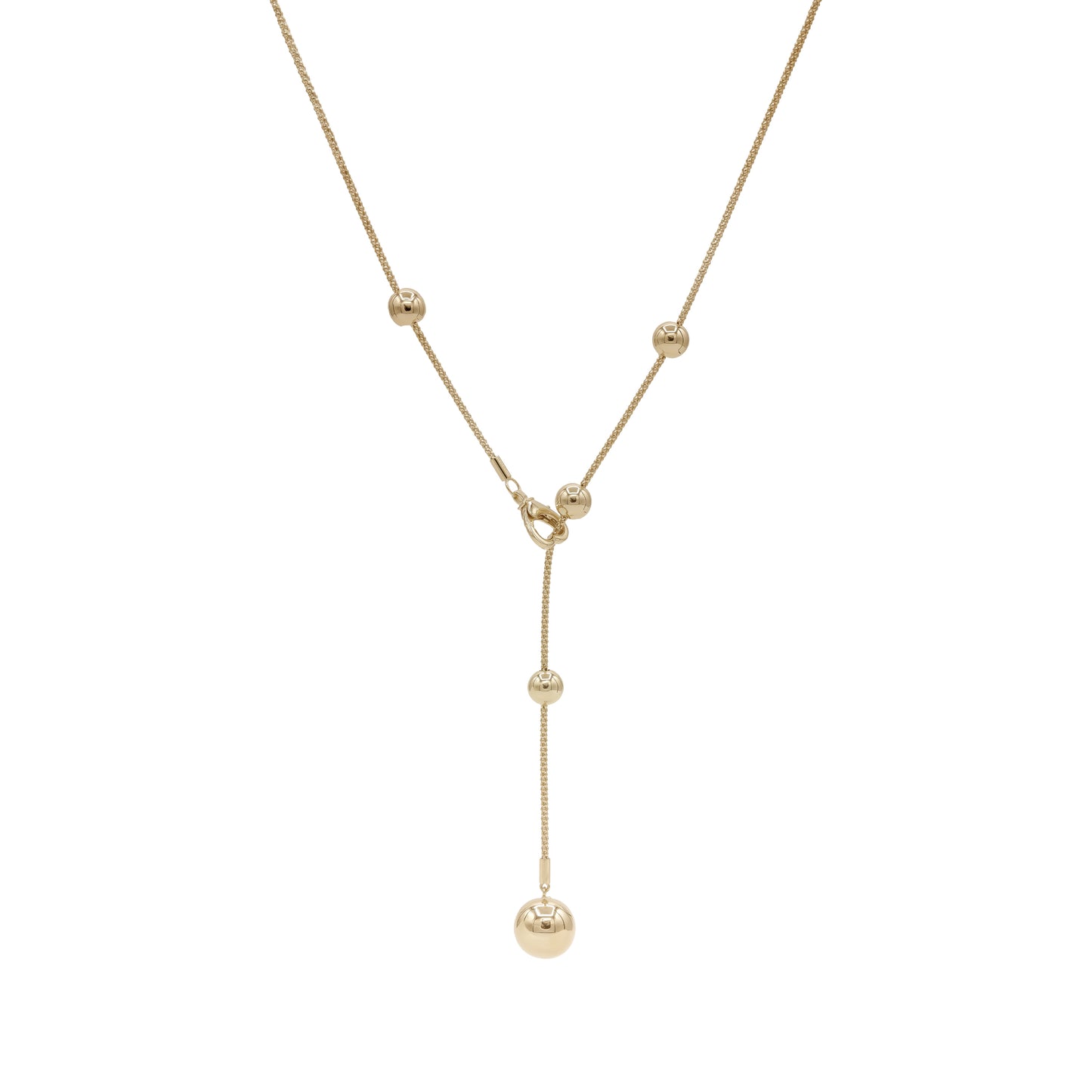 18k Gold Adjustable Beads Drop Necklace | Elegant Y-Shape Minimal Jewelry | Jamal Al Muhra