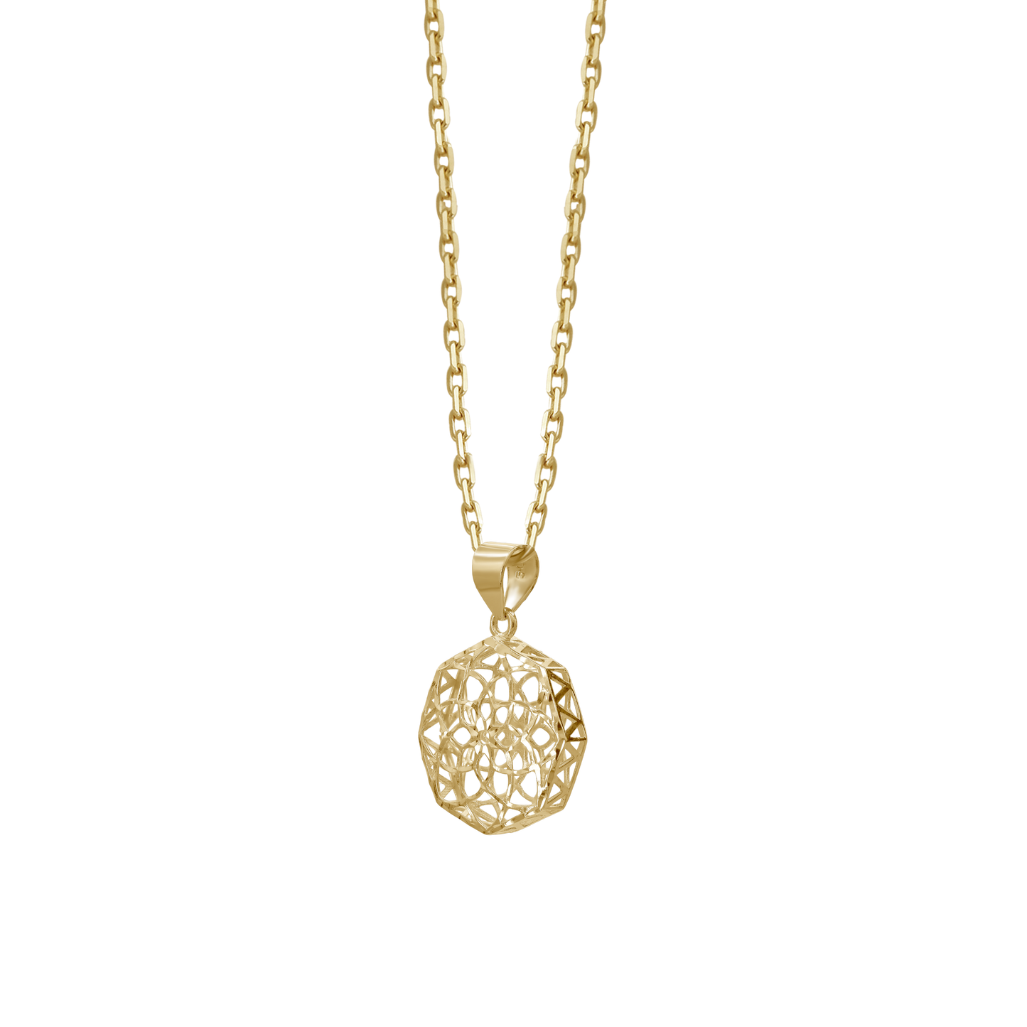 Geometric Flower Pendant | 18k Yellow Gold