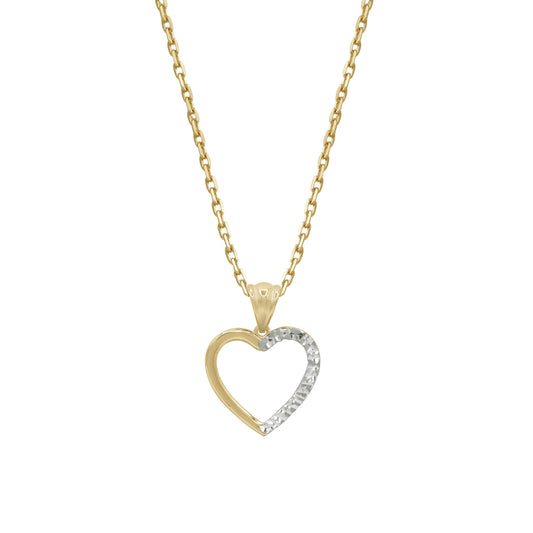 18k Yellow & White Gold Open Heart Pendant | Jamal Al Muhra
