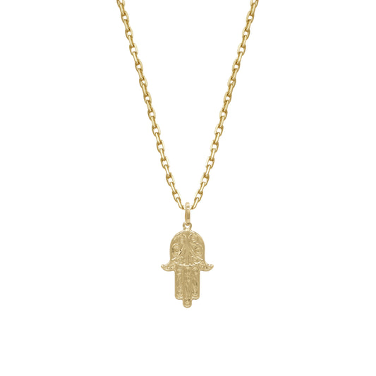 18k Yellow Gold Hamsa Hand Pendant | Jamal Al Muhra