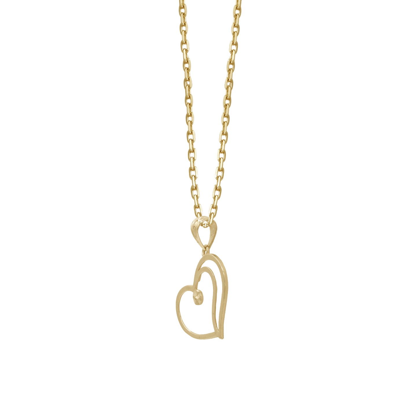 18k Yellow Gold Double Heart Pendant Necklace | Jamal Al Muhra