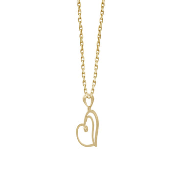 18k Yellow Gold Double Heart Pendant | Jamal Al Muhra