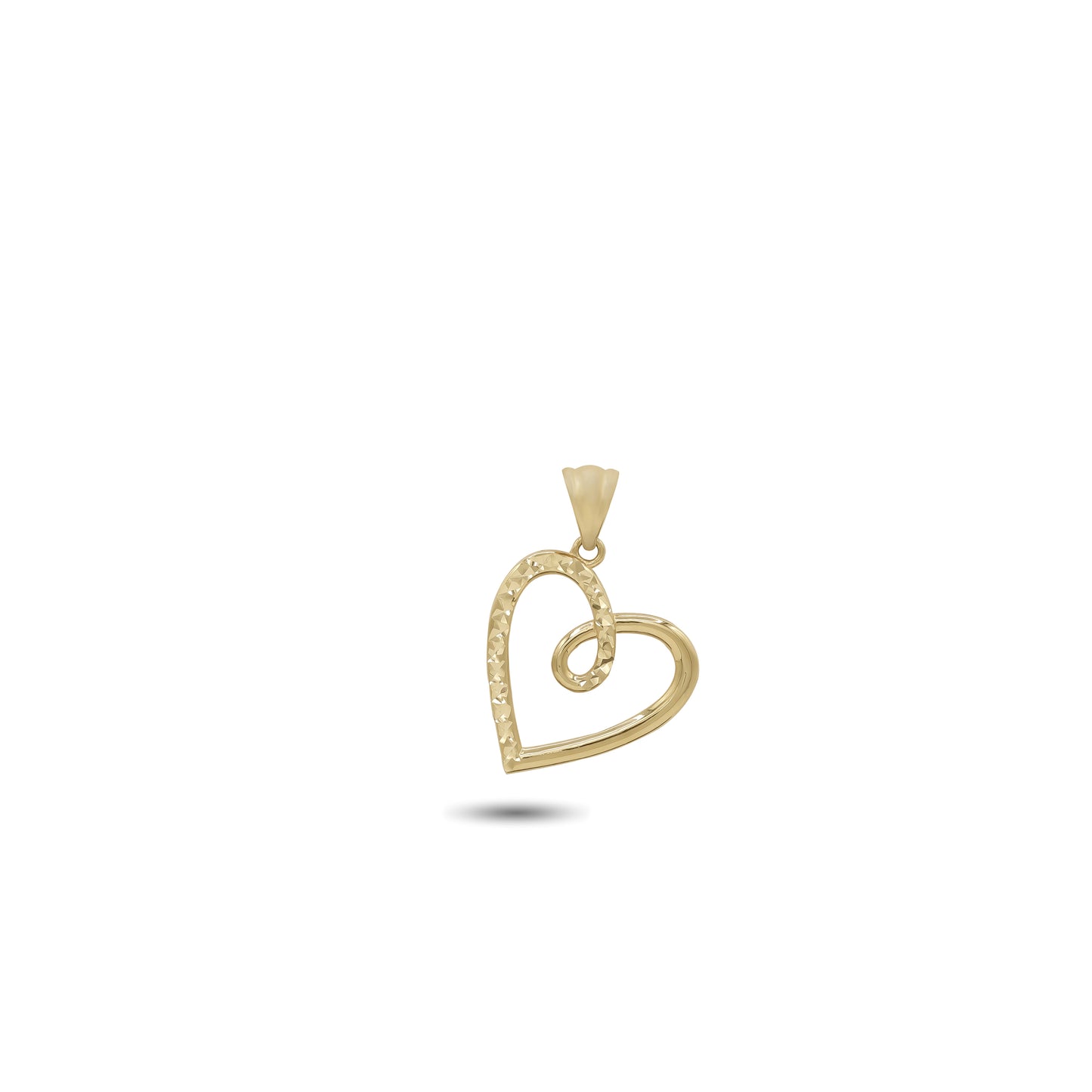 18k Yellow Gold Textured Heart Pendant | Jamal Al Muhra