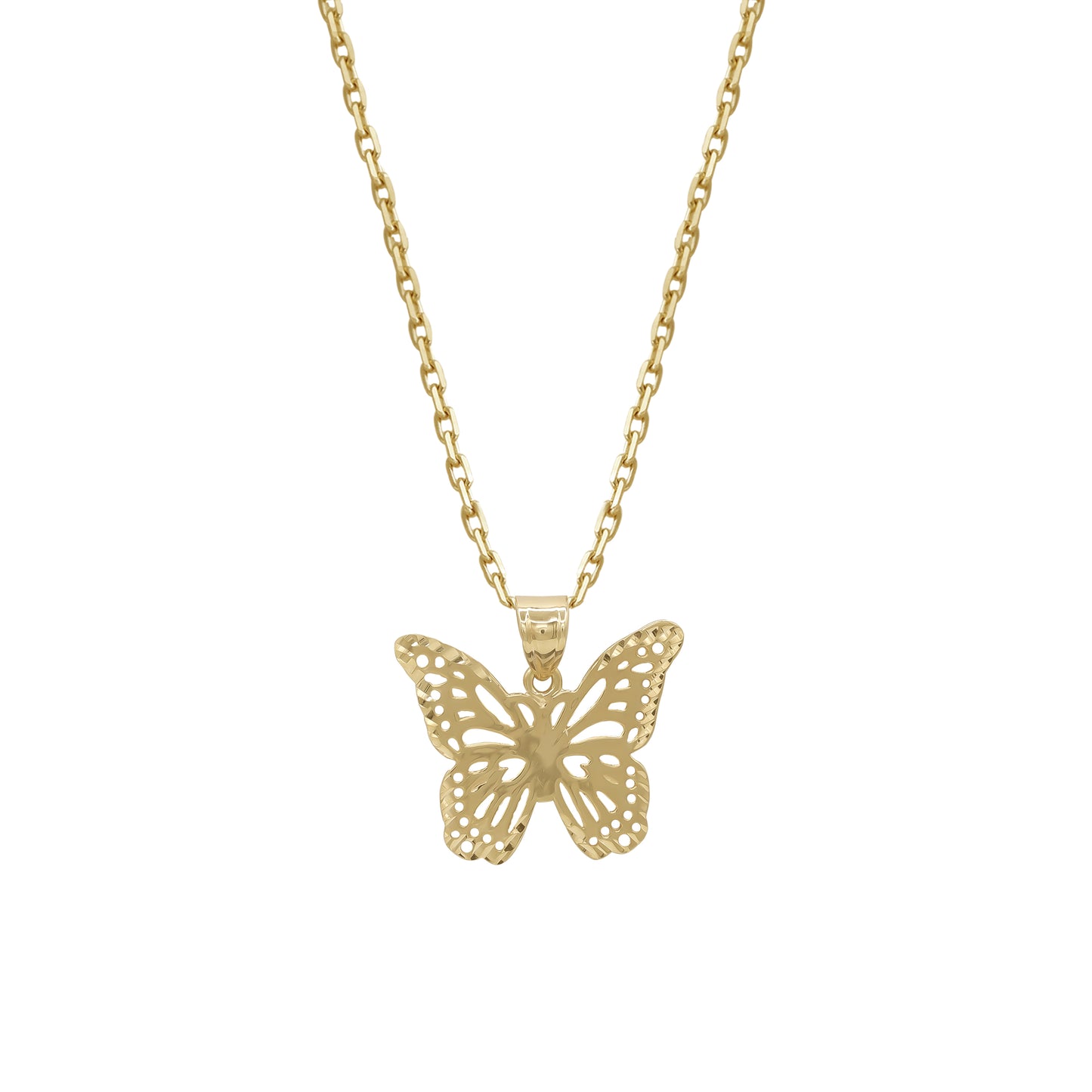 18k Yellow Gold Butterfly Pendant Necklace | Jamal Al Muhra