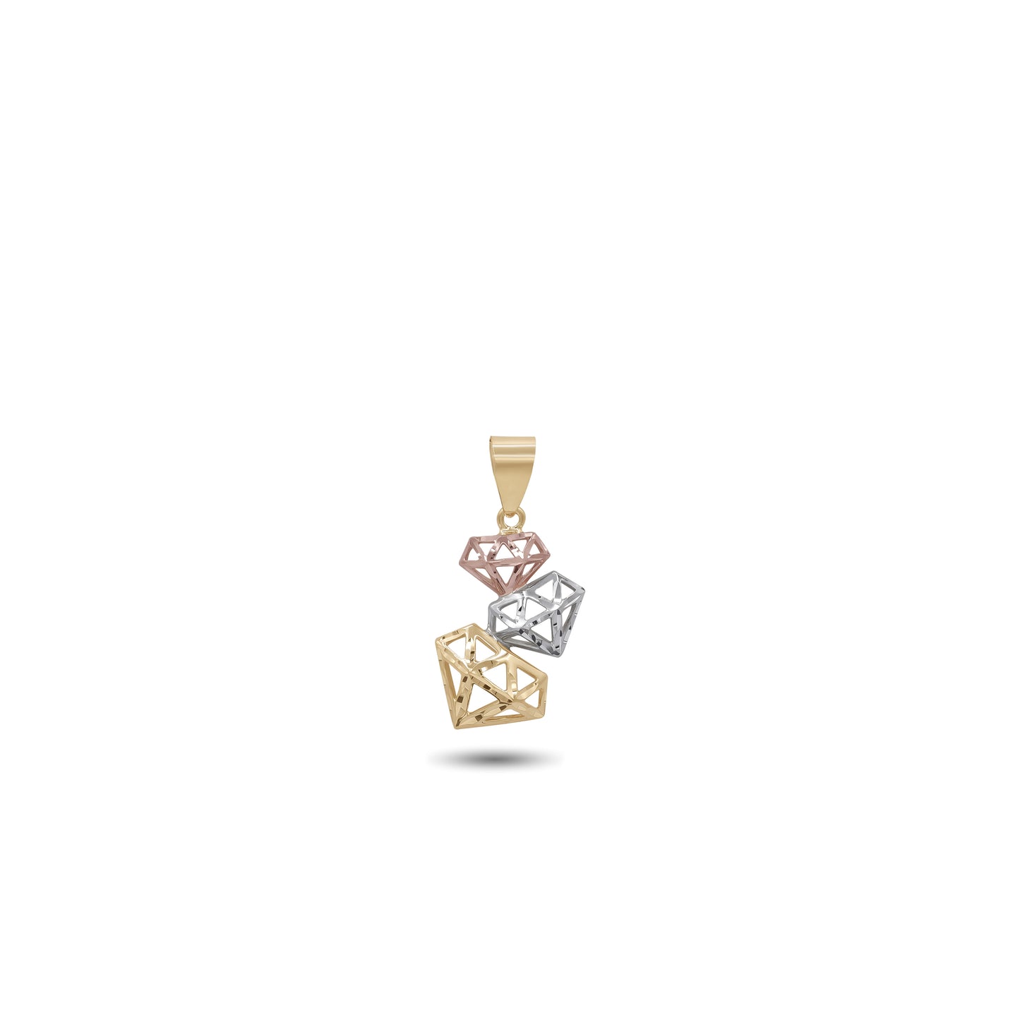 18k Tri-Color Gold Diamond Shape Pendant | Jamal Al Muhra