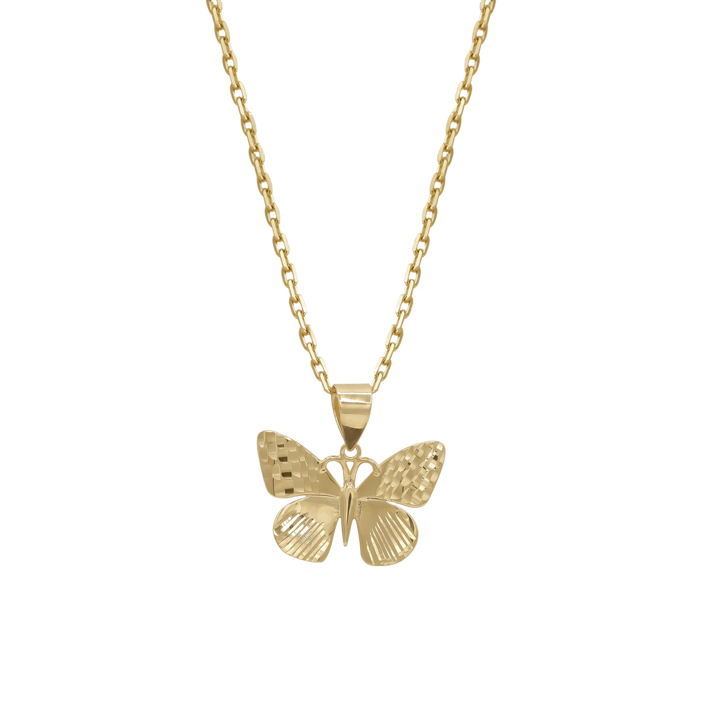 18k Yellow Gold Butterfly Pendant Necklace | Jamal Al Muhra
