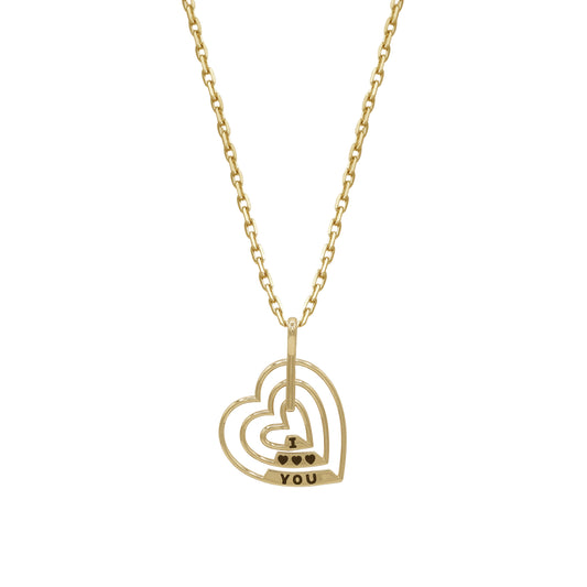 18k Gold Triple Heart “I Love You” Pendant | Romantic Gift | Jamal Al Muhra