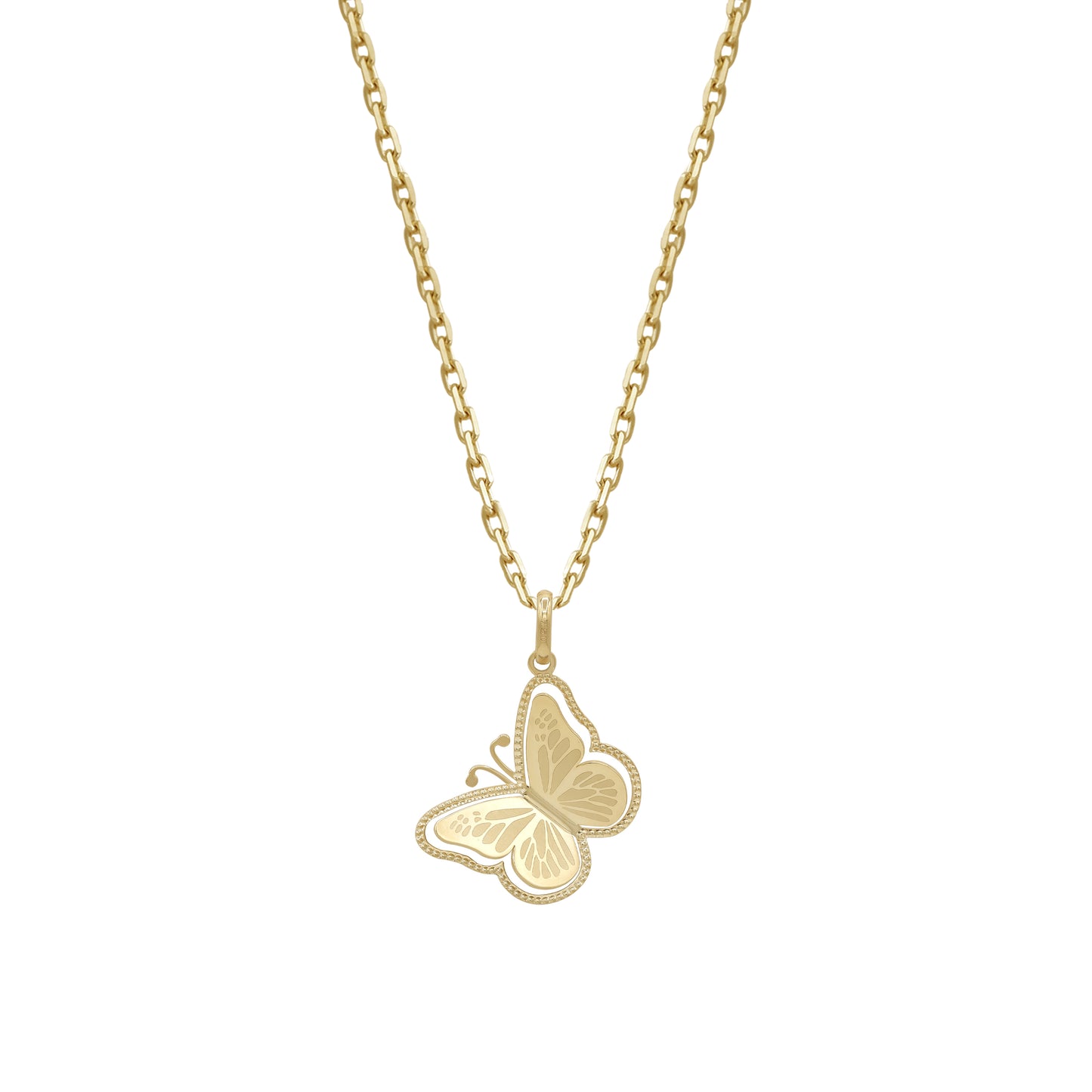 18k Gold Butterfly Pendant Necklace | Elegant Detailed Design | Jamal Al Muhra