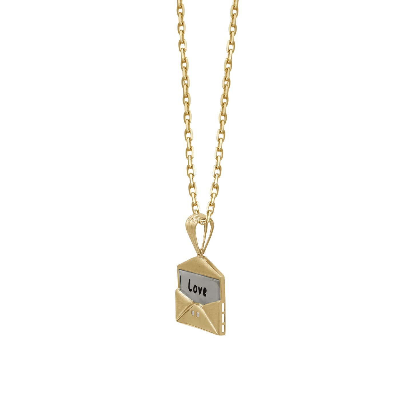 18k Two-Tone Love Letter Pendant Necklace | Romantic Gift | Elegant Gold Envelope Design | Jamal Al Muhra