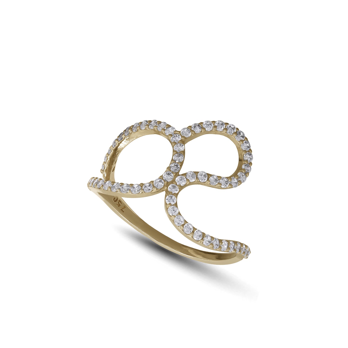 18k Yellow Gold Diamond Pave Abstract Ring | Jamal Al Muhra