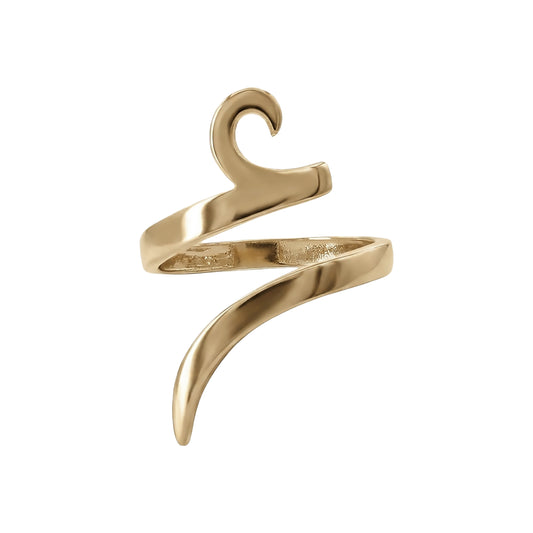 Letter Ain wrap ring in solid 18k yellow gold — خاتم حرف العين