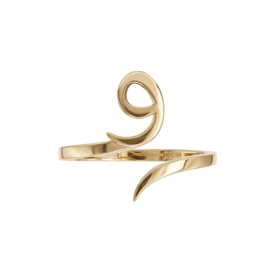 Letter Waw wrap ring in solid 18k yellow gold — خاتم حرف الواو