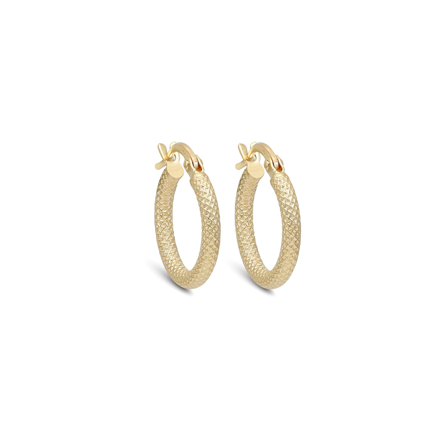 Round Textured Tube Earrings - 18k Yellow Gold from Jamal Al Muhra