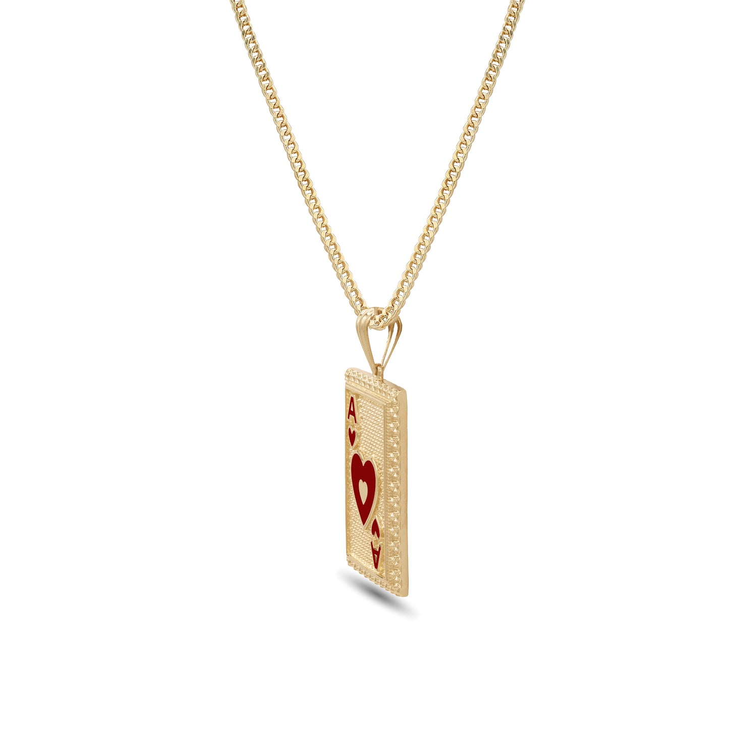 18k Gold Ace of Hearts Pendant Necklace | Enamel Playing Card Design | Jamal Al Muhra