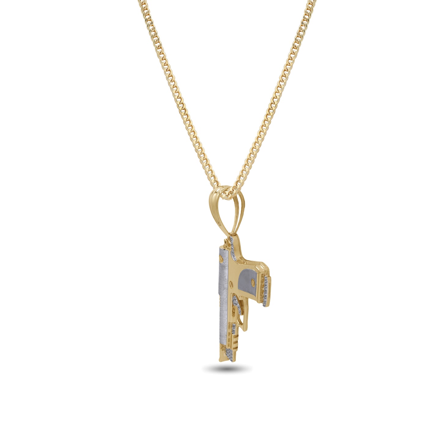 🔫 18k Gold Two-Tone Pistol Pendant Necklace | Bold Statement Piece | Jamal Al Muhra