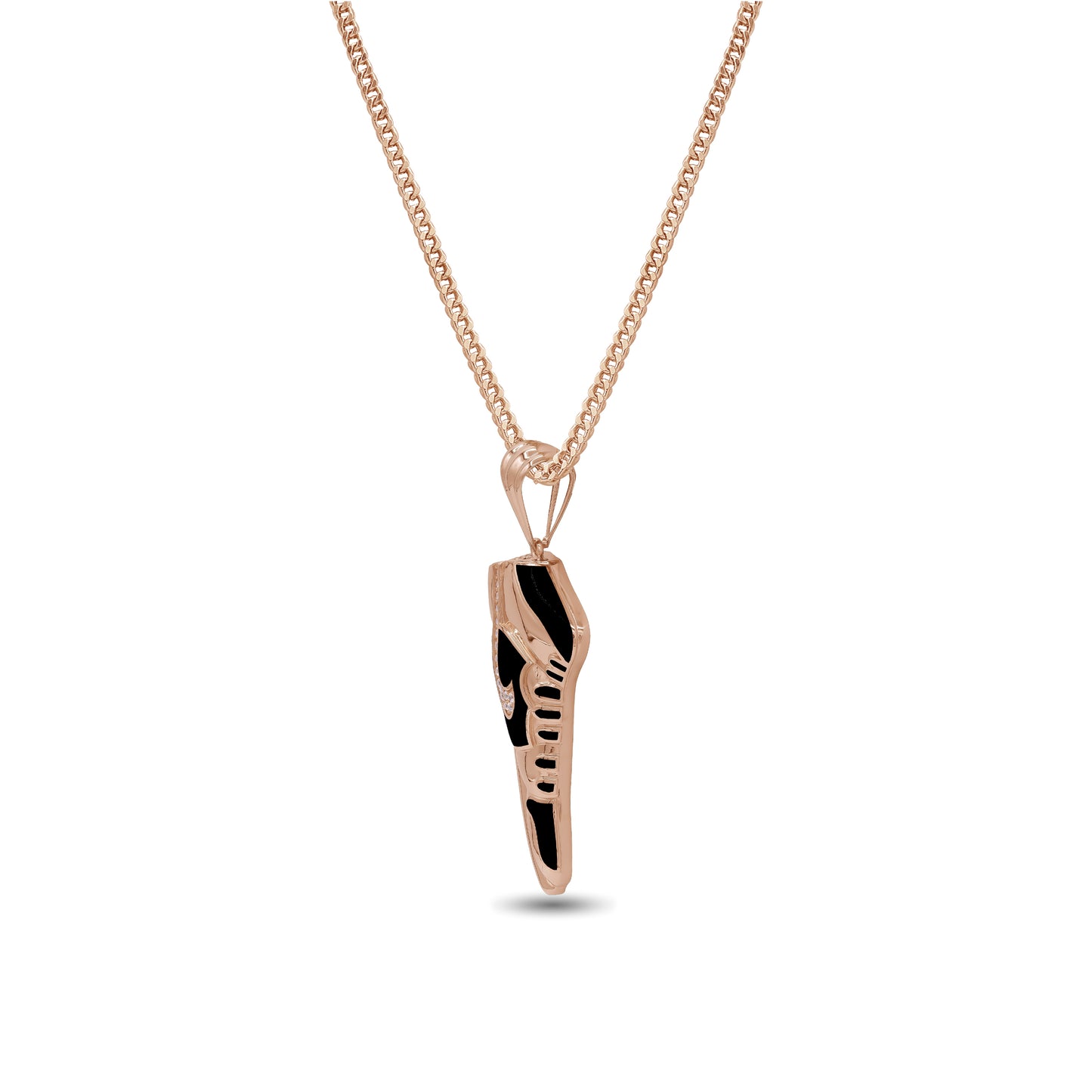 18k Rose Gold Sneaker Pendant Necklace | Black Enamel & Stones | Jamal Al Muhra
