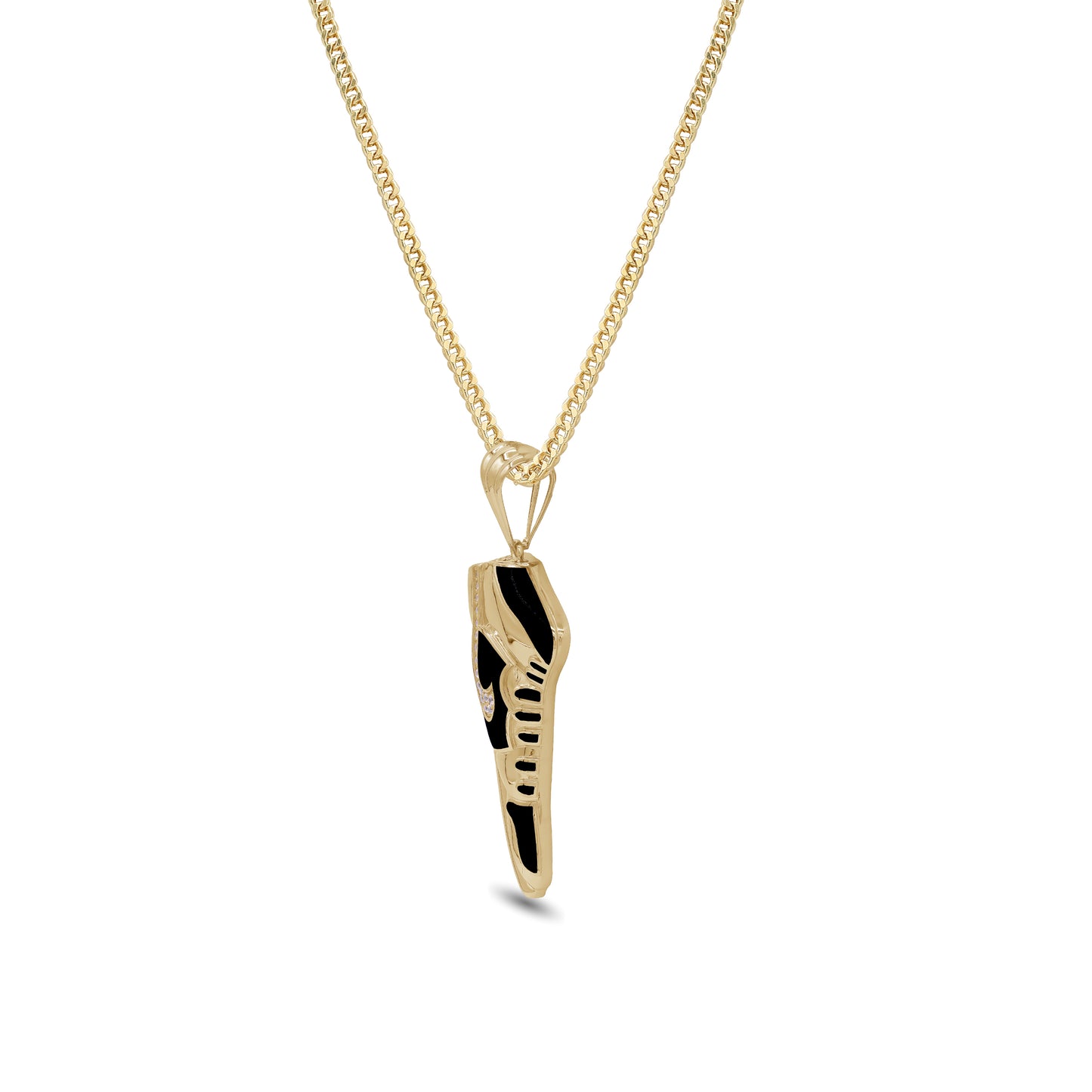 18k Gold Sneaker Pendant Necklace | Black Enamel & Stone Detail | Jamal Al Muhra