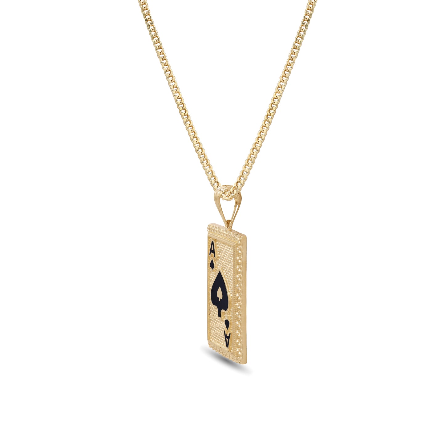 18k Gold Ace of Spades Pendant Necklace | Black Enamel Playing Card | Jamal Al Muhra