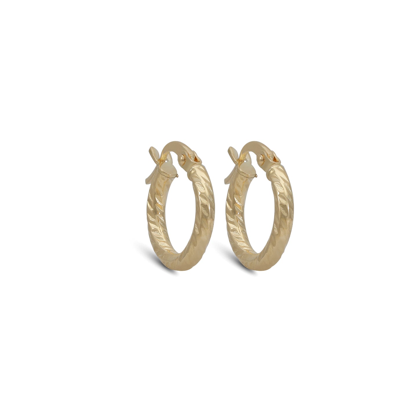 Slightly Twisted Designed Cut Tube Earrings - 18k Yellow Gold from Jamal Al Muhra