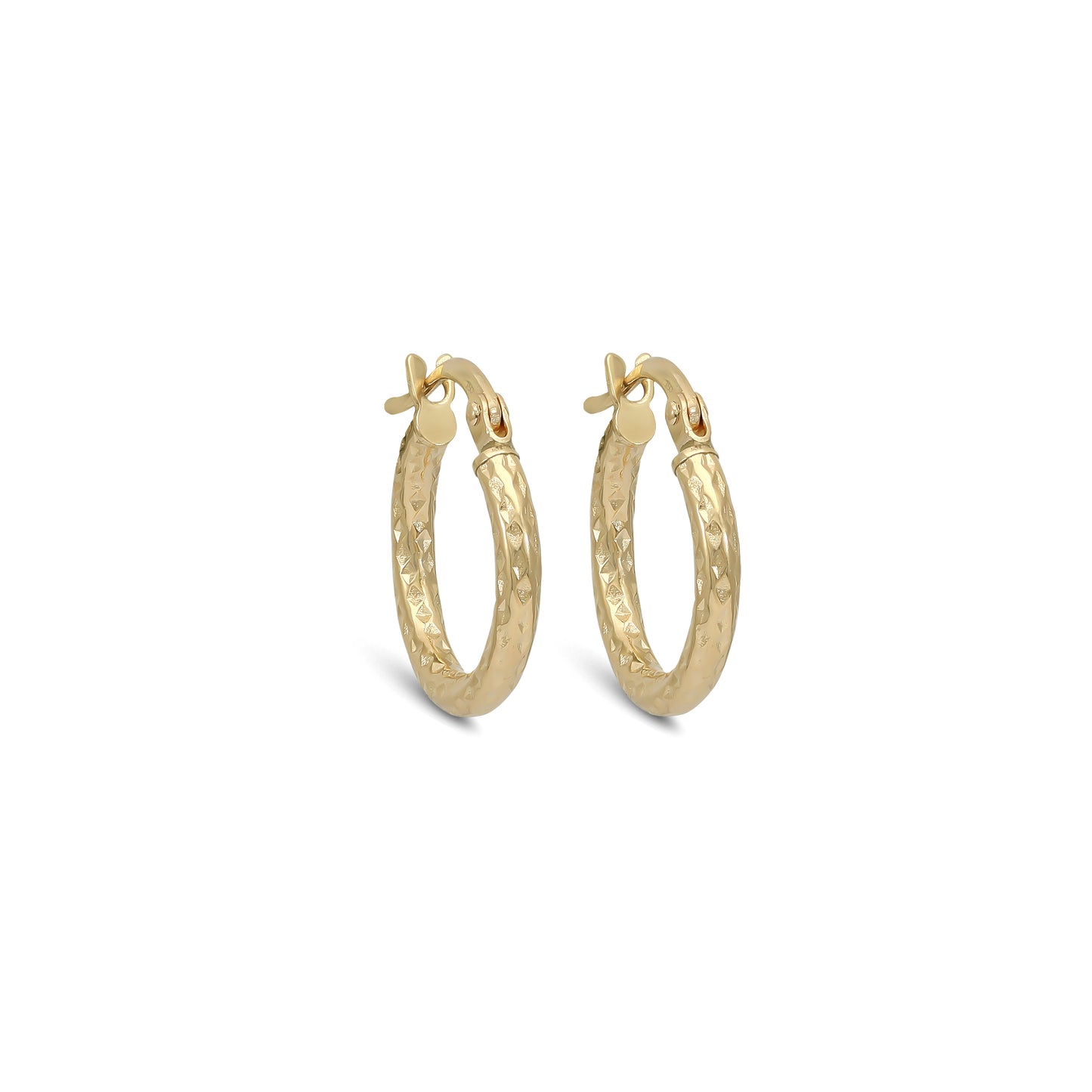 Slightly Twisted Diamond Cut Tube Earrings - 18k Yellow Gold from Jamal Al Muhra