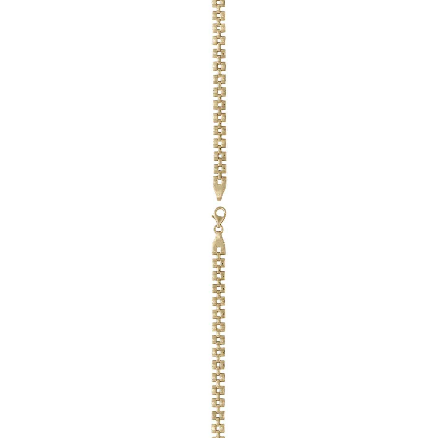 18k Yellow Gold Box Chain Bracelet with Emerald-Cut Stone Centerpiece | Jamal Al Muhra