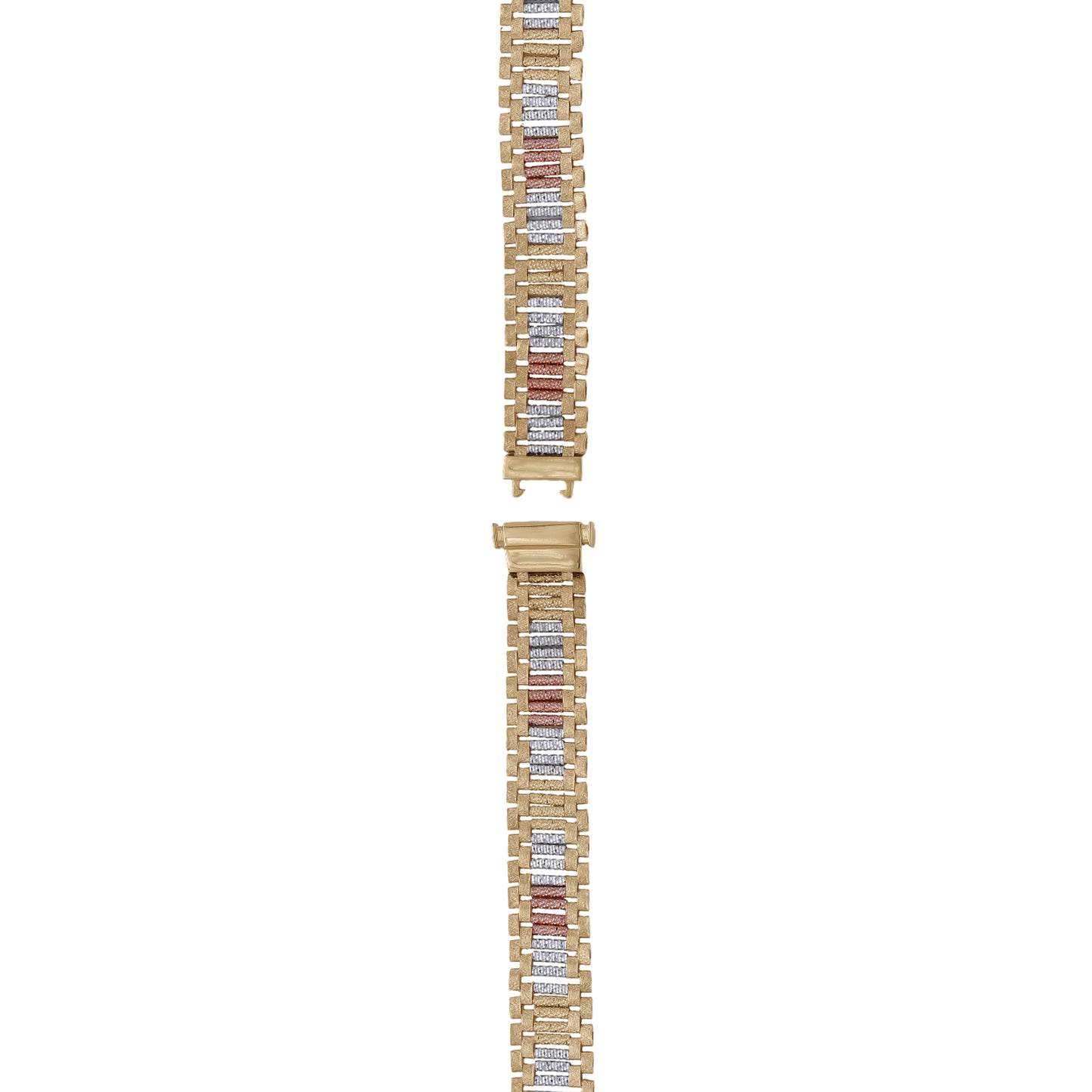18k Yellow Gold Tri-Color Block Link Bracelet | Jamal Al Muhra
