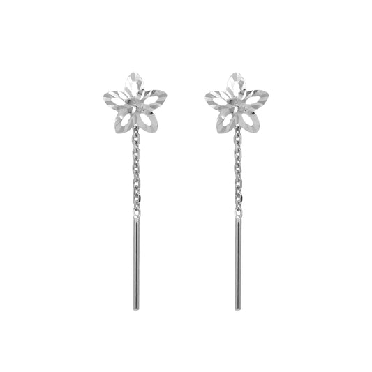 Star Designed Cut Tictac Earrings - 18k White Gold from Jamal Al Muhra