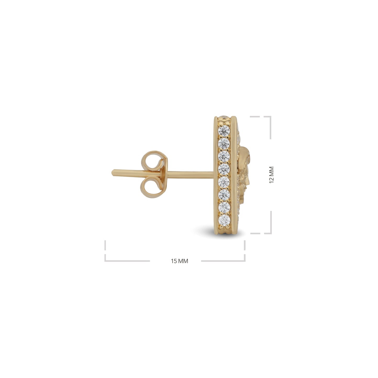 Medusa Stud Earrings (Rectangle) - 18k Yellow Gold from Jamal Al Muhra