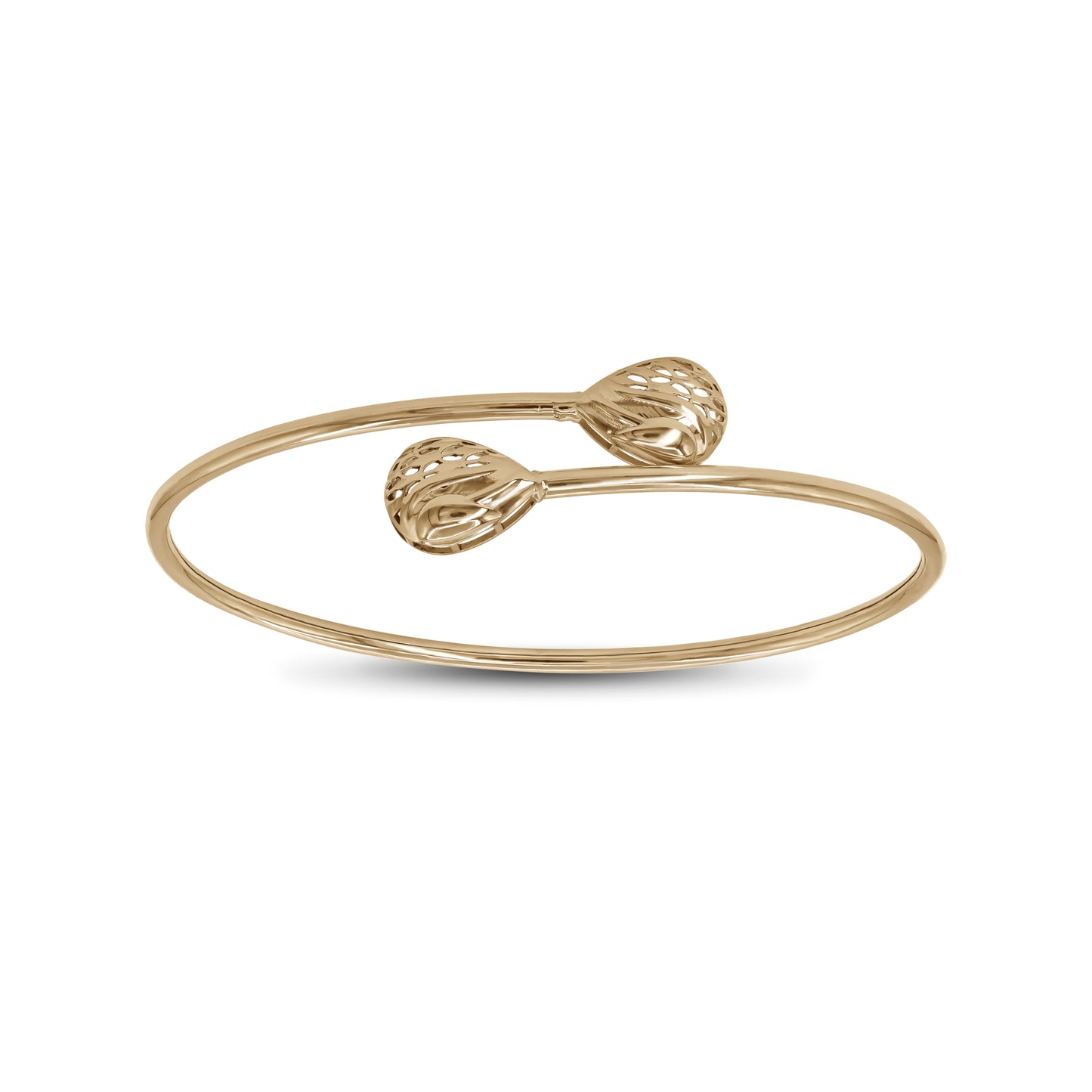 Openwork Leaf Bypass Bangle | 18k Yellow Gold