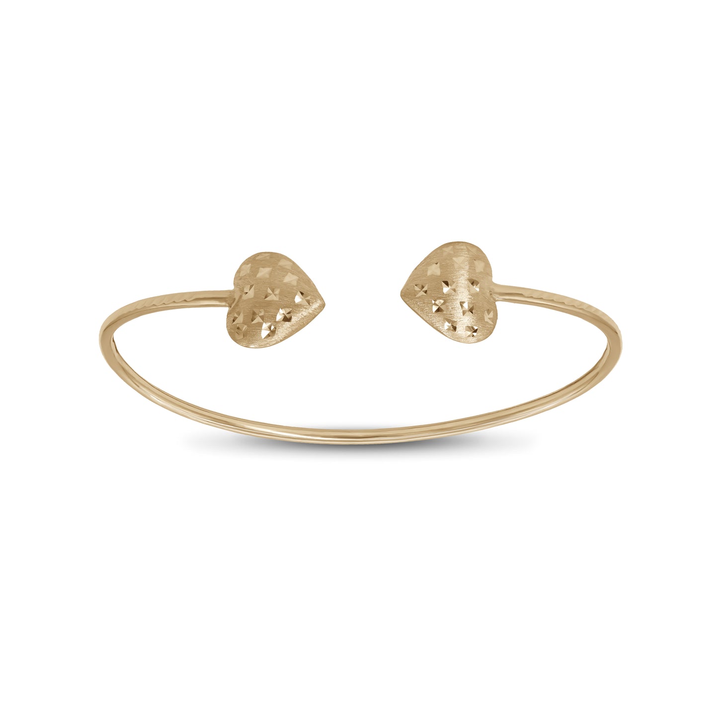 Diamond-Cut Heart Bangle | 18k Yellow Gold