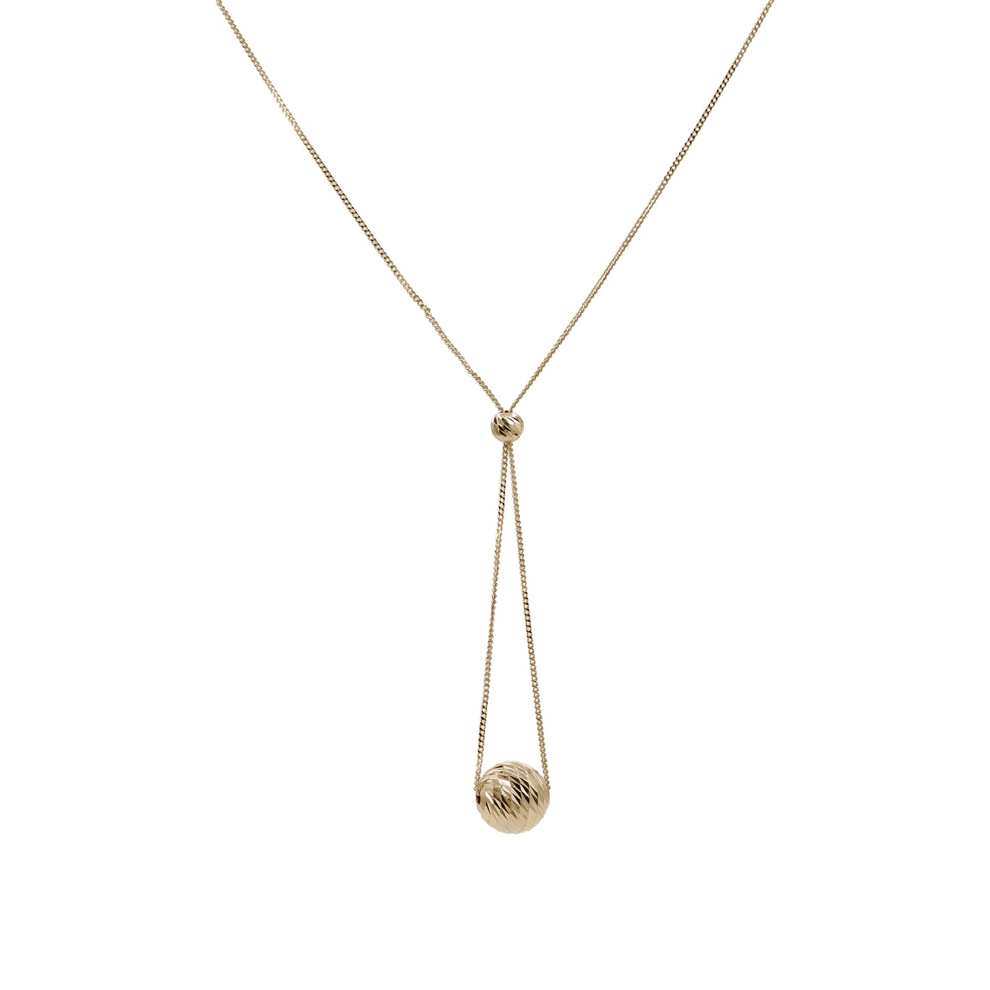 Diamond-Cut Ball Lariat Necklace | 18k Yellow Gold