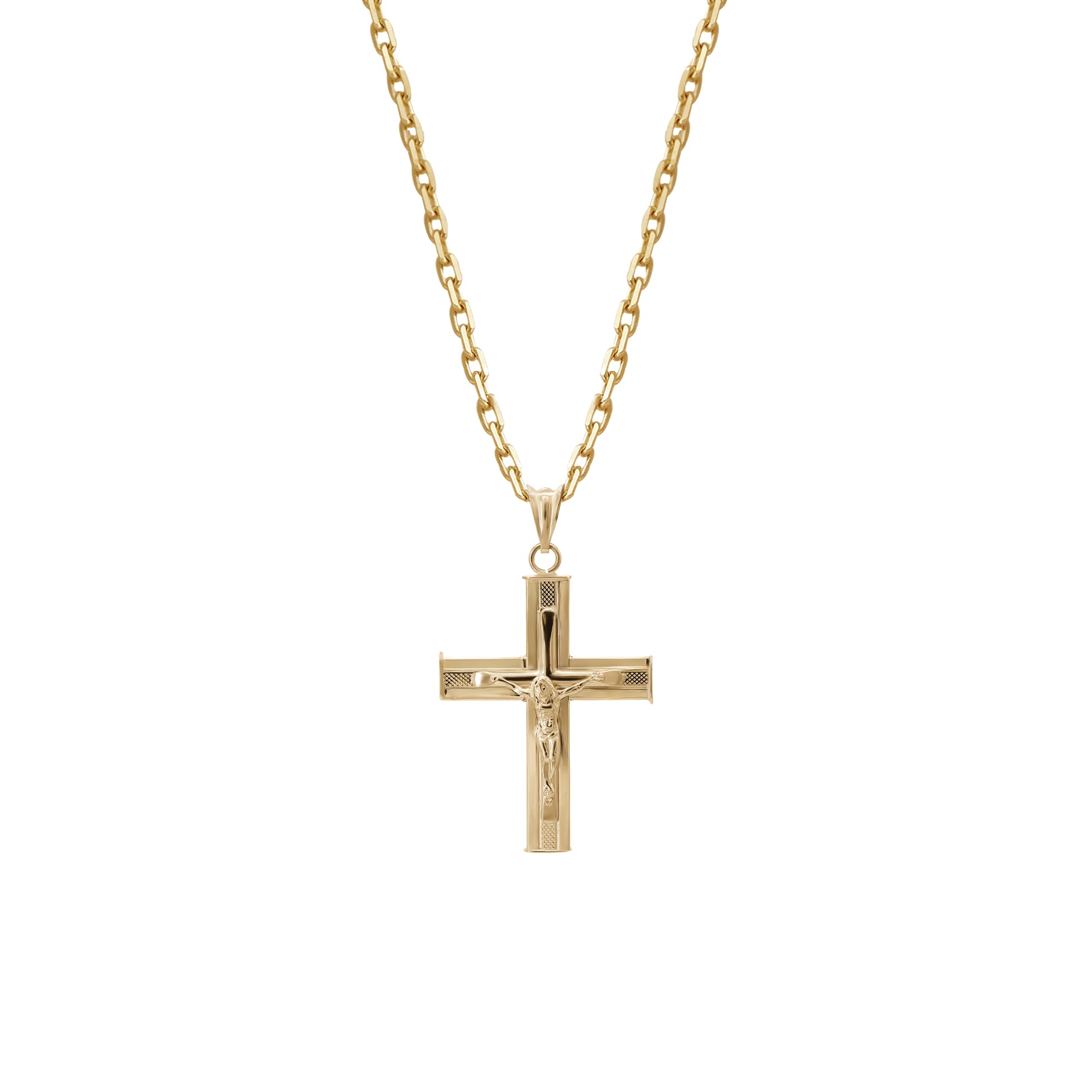 Engraved Crucifix Pendant | 18k Yellow Gold