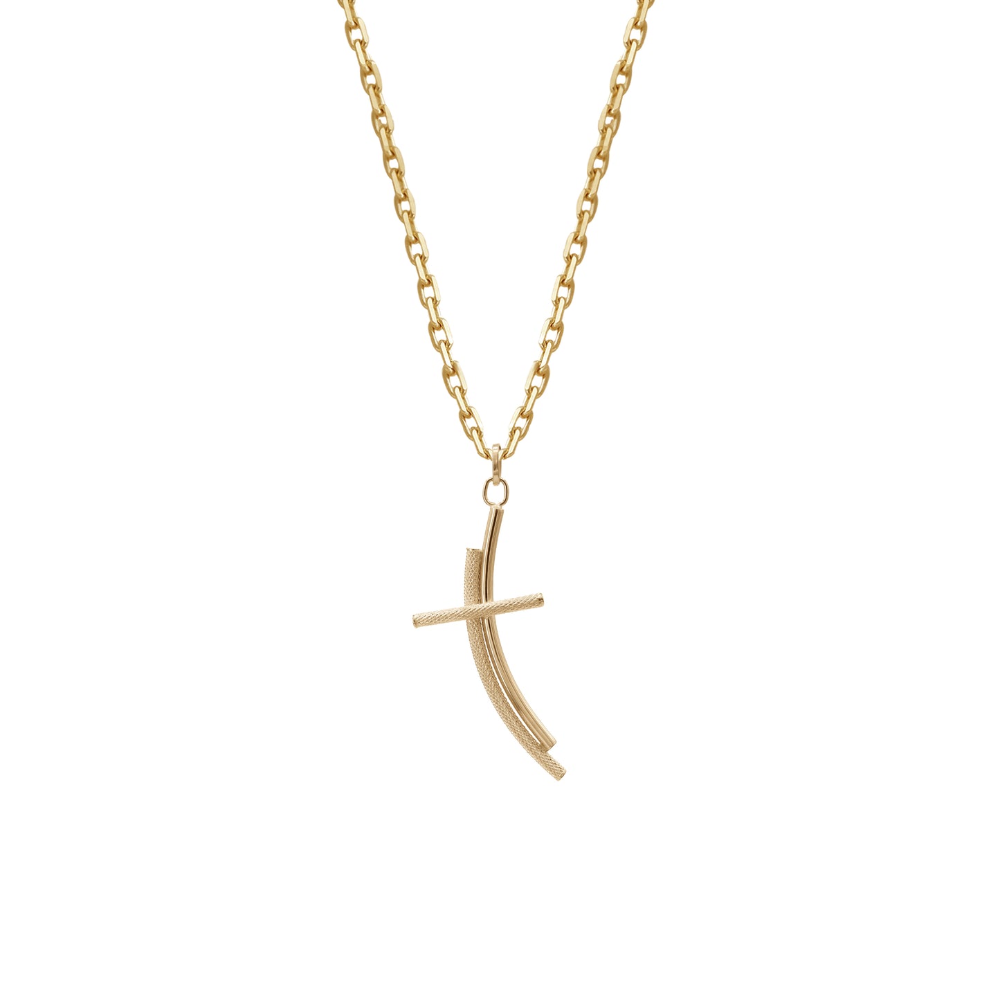 Curved Cross Pendant | 18k Yellow Gold