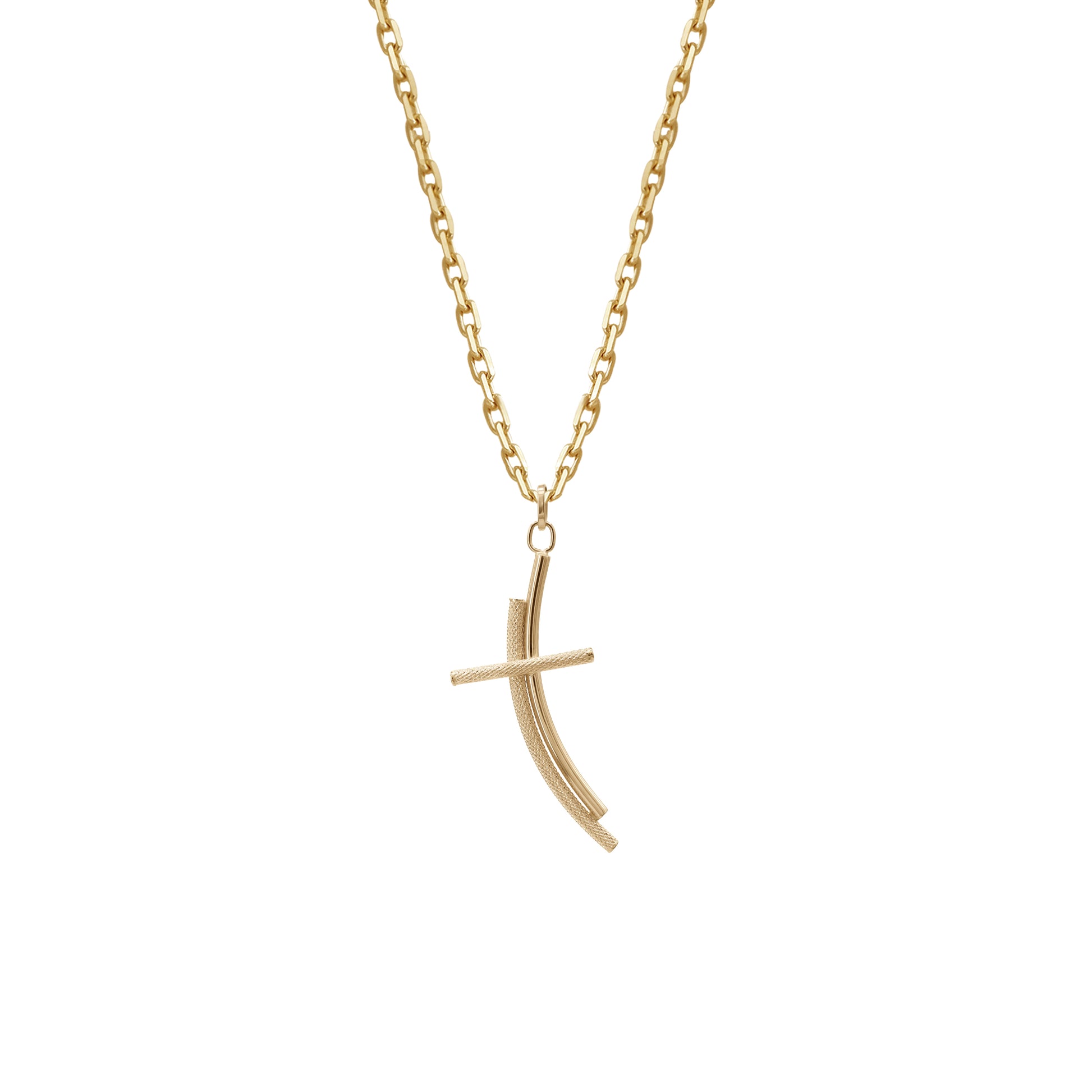 Curved Cross Pendant | 18k Yellow Gold