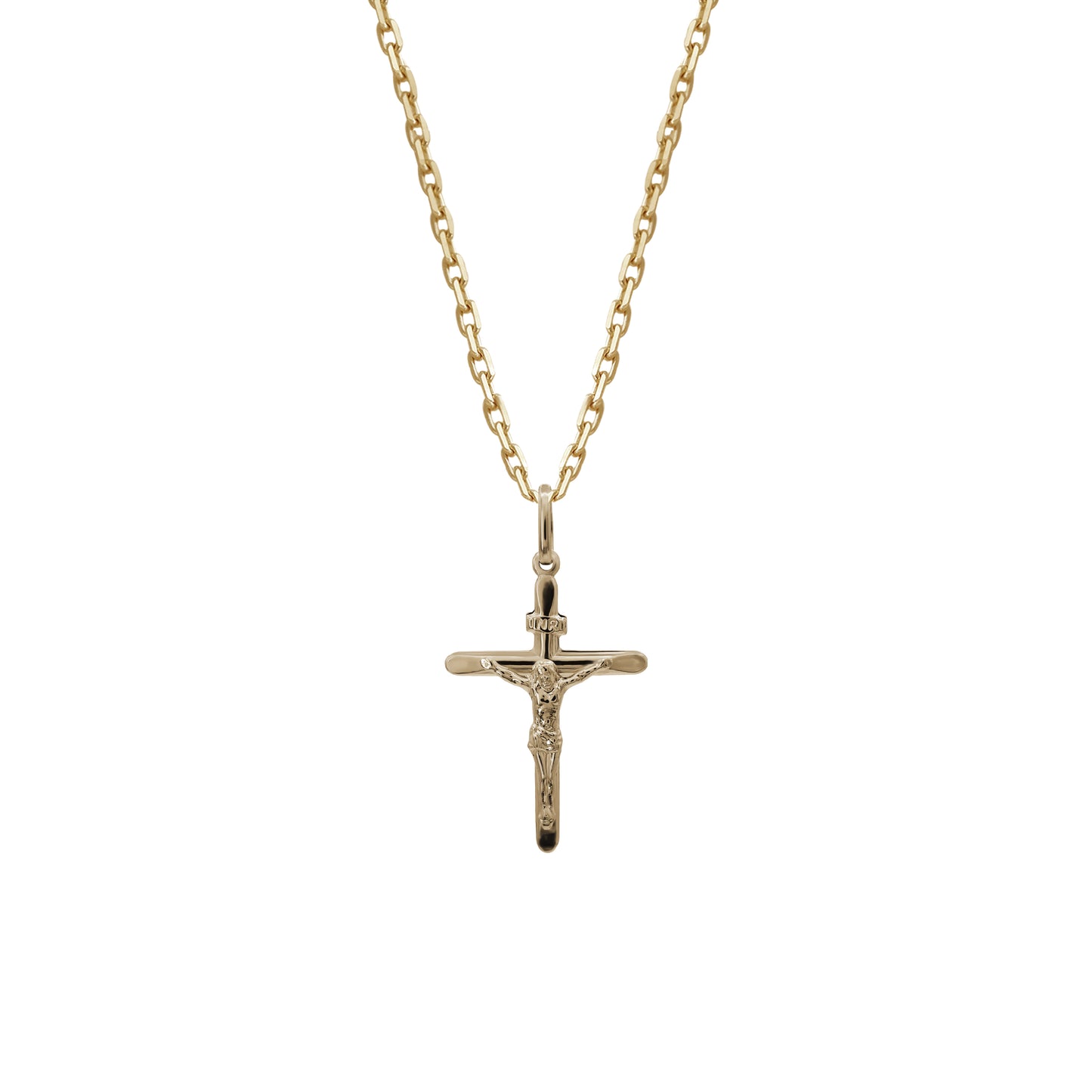 Rounded Crucifix Pendant | 18k Yellow Gold