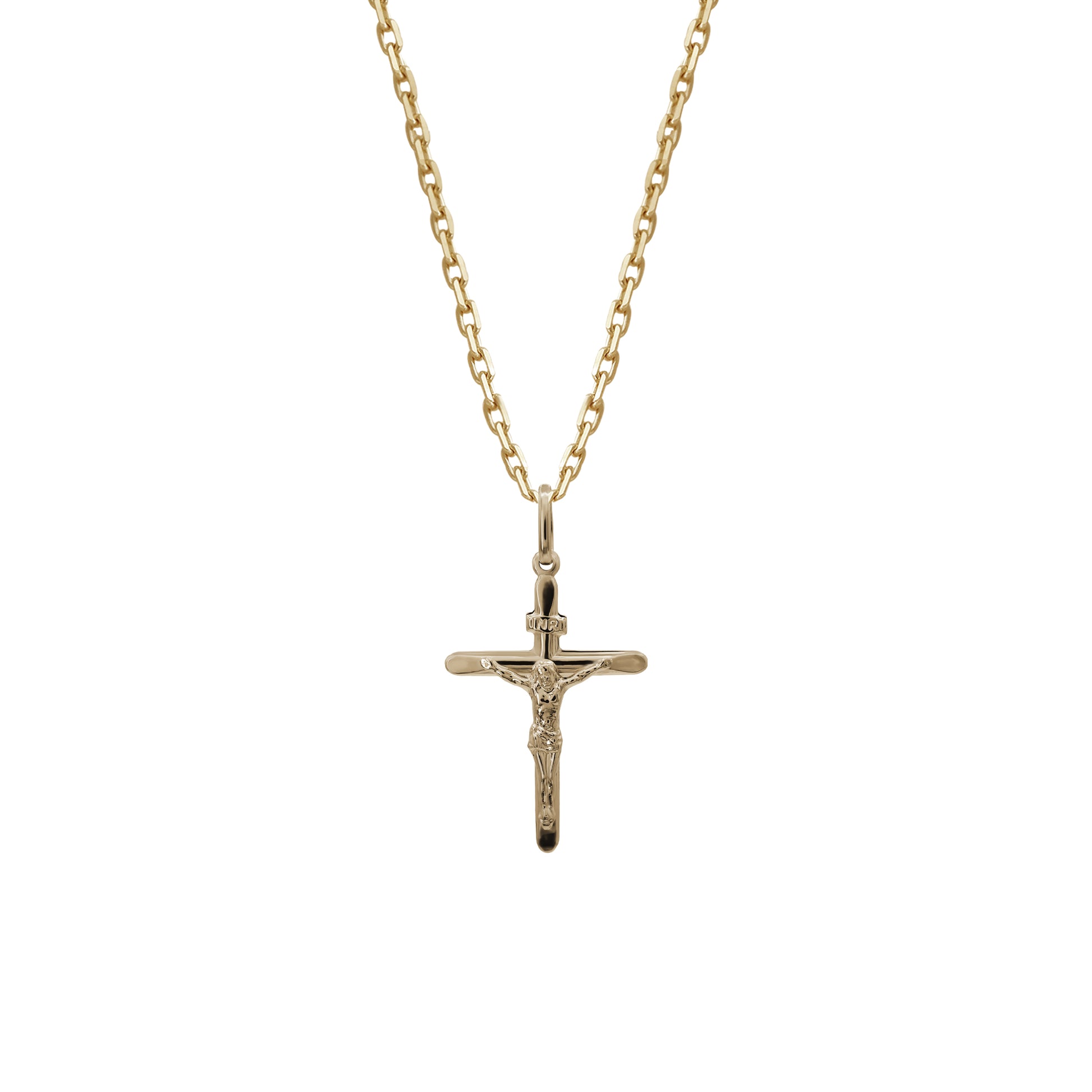 Rounded Crucifix Pendant | 18k Yellow Gold